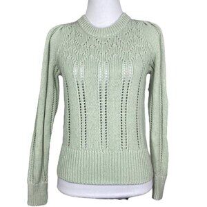 Madewell Women’s NWT Sage‎ Mist Pointelle Puff-Sleeve Coastal Knit Sweater S/C34
